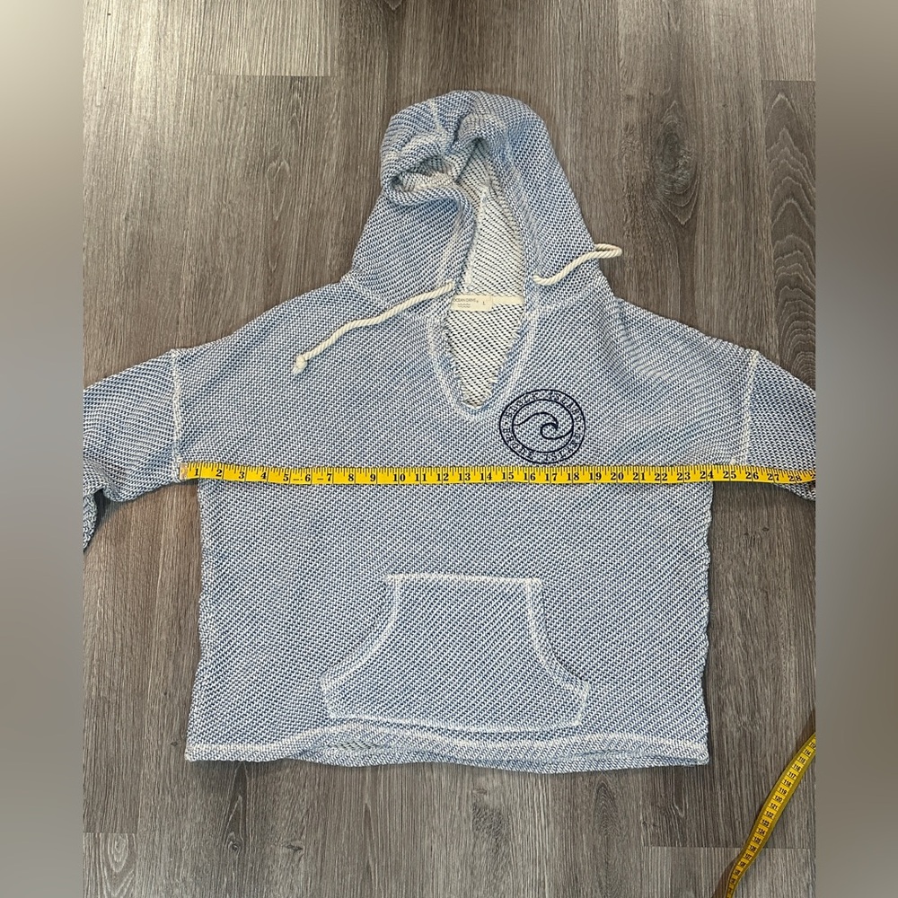 Ocean Drive Sweater Women’s Blue Hooded Long Sleeve Pullover Size Large - Picture 7 of 7